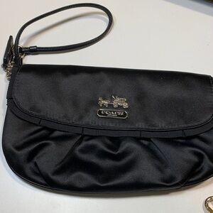Coach Black Satin Clutch Wristlet
